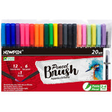 Canetas Pincel Aquareláveis Neon E Pastel 20 Unidades Newpen