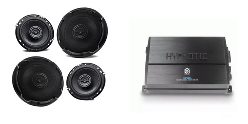 Paquete Amplificador 4ch Hypnotic+4 Bocinas Kenwood 6.5 Color Negro