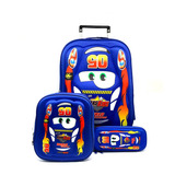 Kit Mochila Escolar De Rodinha Infantil Carros 3d 