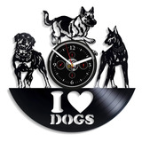 Reloj De Pared Con Diseno De Perro Con Texto  I Love Dogs 