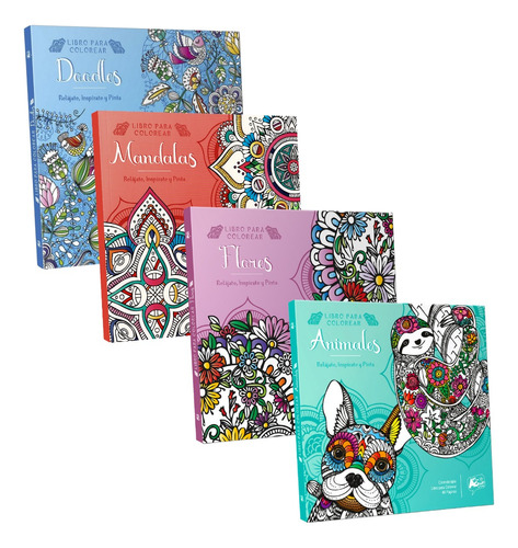 Set 4 Libros Mandalas  Antiestress Para Colorear