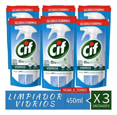 Cif Limpiador Y Vidrios Multiuso Recarga 450ml Oferta 6 Unid