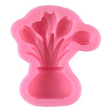 Molde Silicona Tulipanes En Maceta Fondant Porcelana Fria