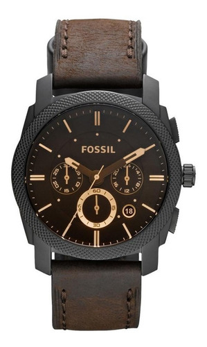 Reloj Fossil Machine Cronógrafo Cuero Hombre Fs4656 Original