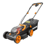 Cortadora De Pasto Eléctrica Worx Wg779 Con Bolsa Recolectora Color Negro/naranja Con Batería Incluida