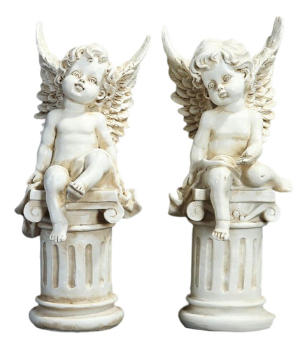 2 Uds Estatuillas De Jardín Decoración De Columna Griega