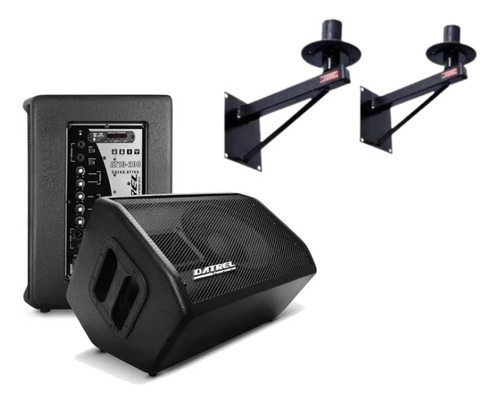 Kit Caixa Ativa Passiva Monitor Retorno 400 Watts + Suportes