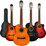 Guitarra Electrocriolla C/ Corte Acustica Funda Pua Colores