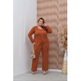 Conjunto Lanzinha Plus Size Calça E Blusa Manga Longa Frio