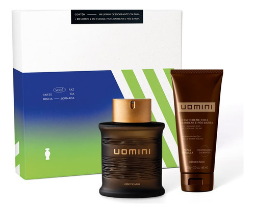 Kit Presente Perfume Uomini Desodorante Colônia Fragrância Masculina Para Homem Creme Pré E Pós Barba Intenso (2 Itens)