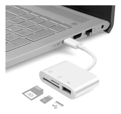 Cabo Adaptador Usb-c Para Sd, Usb E Tf Card