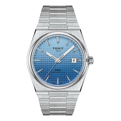 Reloj Hombre Tissot T137.407.11.351.01 Prx Powermatic 80 Correa Plateado Bisel Plateado Fondo Azul