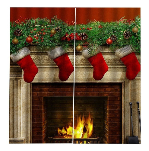 Cortinas De Navidad Chimenea