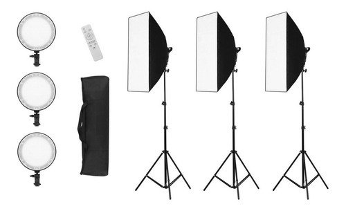 Kit De Iluminação Contínua Soft Box 50x70cm Led 2700k/5500k Cor Da Estrutura Preto