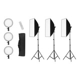 Kit De Iluminação Contínua Soft Box 50x70cm Led 2700k/5500k Cor Da Estrutura Preto