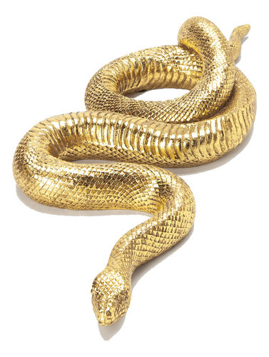 Escultura Serpente Em Polirresina 40cm Dourada Dourado