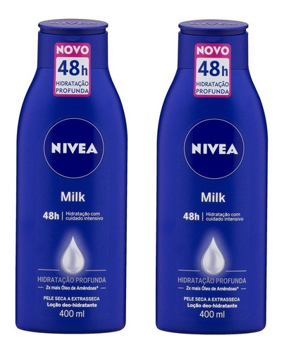 Kit Com 2 Nivea Milk 48h Hidratação Profunda 400ml 