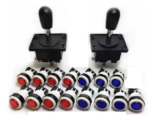 2 Palanca Joystick Arcade+14 Botones Importados Con Micros