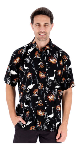 Camisa Hombre Hawaiana Floreada Manga Corta Hombre