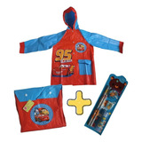 Capa Lluvia Poncho Cars Rayo Mcqueen Niños 6 A 8 Años Obs