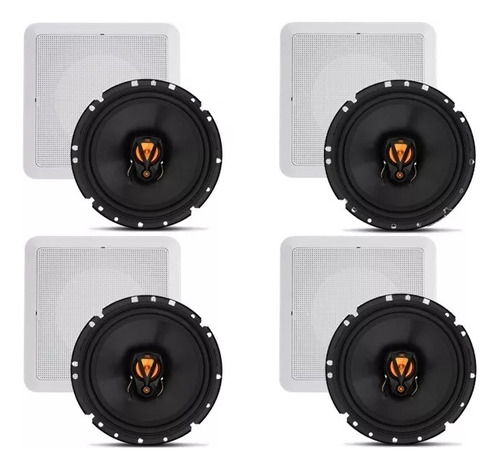 4 Caixas De Som Jbl Flex3 6trfx50 Arandela Branca Quadrada