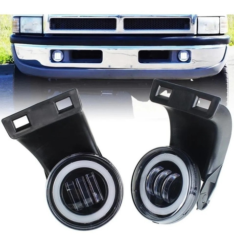 Faros Niebla Led Dodge Ram 1994 Al 2001 Con Lupas Y Aro Led