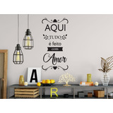 Adesivo Decorativo Frase Aqui Tudo É Feito Com Amor Cor Preto