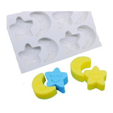 Molde Forma Silicone Sabonete Lua E Estrela Chuva Amor 8 Cav