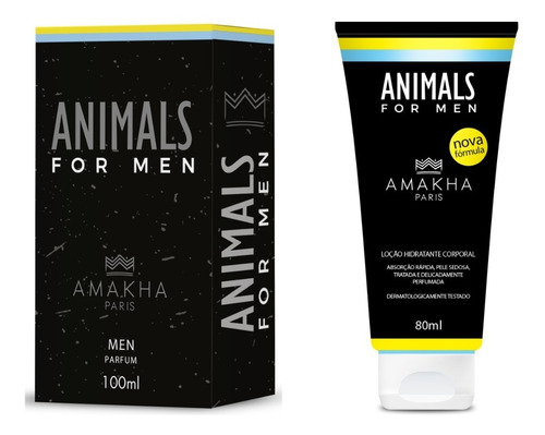 Kit Perfume 100ml + Hidratante Top Masculino Animals Amakha Paris