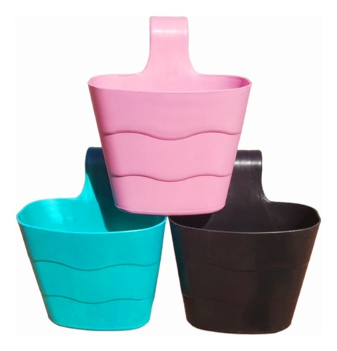 Maceta Balconera Colgante Plastica Balcon Colores Pack X 3