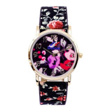 Reloj De Mujer - Delicado Modelo Con Flores - D226