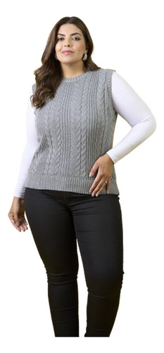 Colete Feminino Plus Size Quente Lindo Grande Tricot Inverno