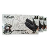 Guantes De Latex Goma Negros 50 Unidades Maxcare Talla S M L