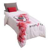 Acolchado River Plate Para Chicas Fanaticas + Felices Unicas Color Blanco Y Rojo Diseño De La Tela River Chicas Flores
