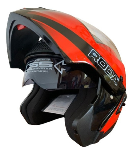 Casco Roda Revenge Negro Rojo Rocket Abatible