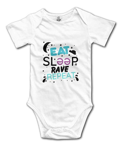 Eat Sleep Rave Repeat Cute Baby Cartoon Enterizo De Manga C.