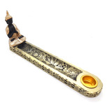 Incensário Vareta Buda Gold Com Porta Velas Preto E Dourado