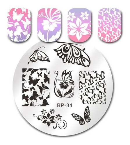 Born Pretty Placa Sello Estampa Uñas Stamping Bp-34 Mariposa