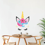 Vinil Decorativo Infantil Unicornio Con Flores