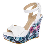 Huarache Dama Felisa Villalobos 6283 Blanco Tacon  22-26 T5