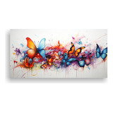 100x50cm Cuadro Mariposas Abstractas Bastidor Madera Flores