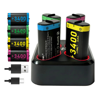 Carga Para Xbox Con 4 Baterías Recargables De 3400mah Compatible Con Control Xbox One, Xbox One Fat, Xbox One S, Xbox One X, Xbox Series S, Xbox Series X, Xbox One Elite cargador base | Meses sin interés