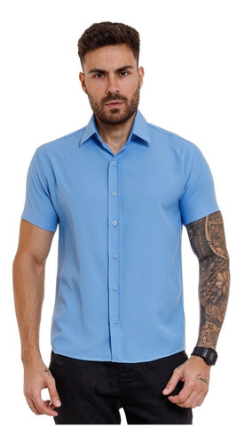 Camisa Social Masculina Manga Curta Slim Fit Vida Loca Modas