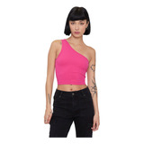 Peto Mujer Un Hombro Seamless Fucsia Corona