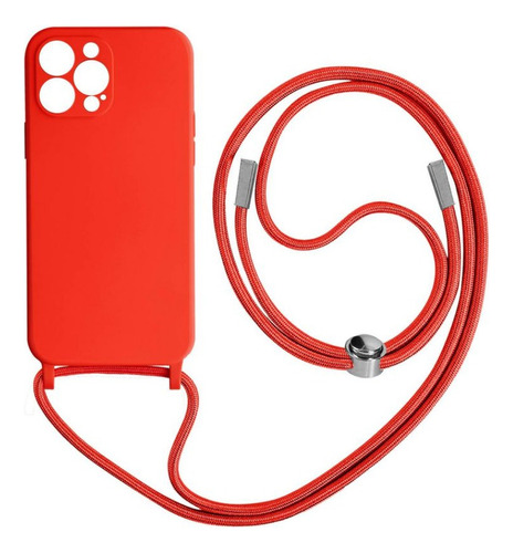 Funda Colgante Silicona Cordon Para iPhone 12 Pro Max Rojo