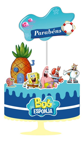 Topper Enfeite Topo De Bolo Bob Esponja Tema Personagem