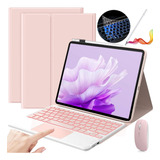 Funda Teclado Mouse Lápiz P/huawei Matepad 11.5in 2023 Rosa