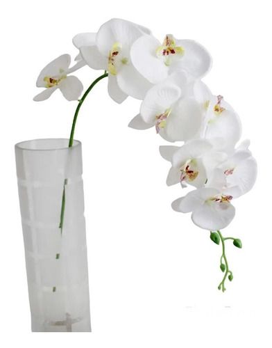 5 Orquídeas Artificial Toque Real Silicone Branca Flor 