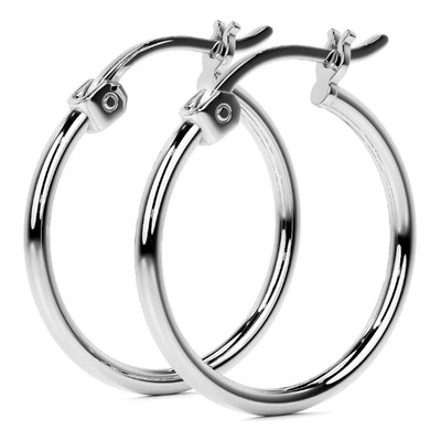 Arete Arracada Lisa De Plata Ley 925 Para Mujer De 15 Mm