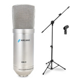 Microfone Arcano P/ Estúdio Am-01 Condensador + Pedestal Pmv